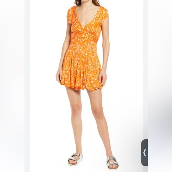 Free People Floral Orange Dress - Picture 3 of 12